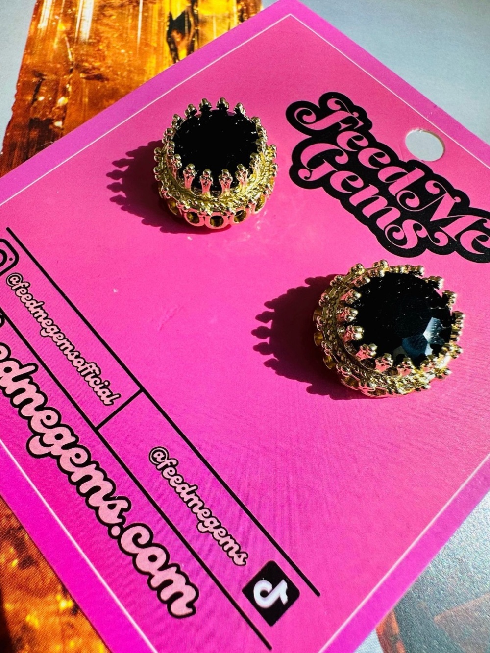New Feed Me Gems Black Onyx Queen Studs